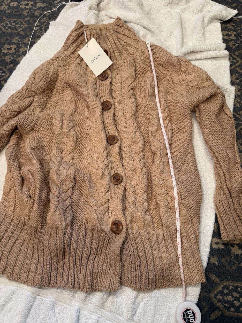 Bohme Chunky knit cropped Cardigan Sweater. Button closure. Size M/L NWT
